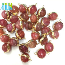 Unique Design 2 loop Connector Faced Bead Ball Agate Charms For MakingJewelry